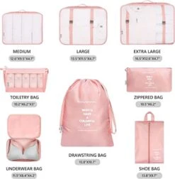 BOTC Packing Cubes Set 9-Delig – Kleding Organizer Voor Koffers, Tassen En Backpack - Roze -Voyago Winkel 1177x1200 26