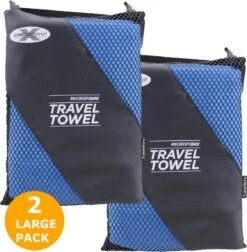 TravelGuru Microvezel Reis Handdoek Set Van 2x Large (85 * 150cm) - Sneldrogende Lichtgewicht Microvezel Handdoek Ideaal Voor Sporten, Reizen, Outdoor & Strand - Microfiber Travel Towel - XL - Blauw -Voyago Winkel 1178x1200 10