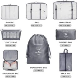 BOTC Packing Cubes Set 9-Delig – Kleding Organizer Voor Koffers, Tassen En Backpack - Grijs -Voyago Winkel 1178x1200 13