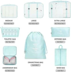 BOTC Packing Cubes Set 9-Delig – Kleding Organizer Voor Koffers, Tassen En Backpack - Turquoise -Voyago Winkel 1179x1200 31