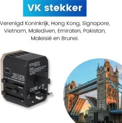 WonTravel Universele Wereldstekker Met USB-C En 4 USB Poorten - Internationale Reisstekker 170+ Landen - USB C Adapter - MET USB Kabel -Voyago Winkel 1184x1200 5