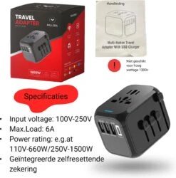 Millera Universele Wereldstekker Met 1 Fast USB-C Charge En 3 USB Poorten - Reisstekker Voor 150+ Landen – Internationale Stekker Zwart 19 Millera Universele Wereldstekker Met 1 Fast USB-C Charge En 3 USB Poorten - Reisstekker Voor 150+ Landen – Internationale Stekker Zwart -Voyago Winkel 1185x1200 3