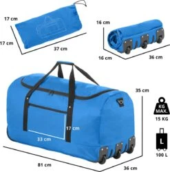 TravelZ Opvouwbare Wieltas | Reistas Op Wielen | 100 Liter | Verbeterd 2022 Model | Blauw -Voyago Winkel 1186x1200 8
