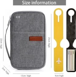Plugstore - Suweir Paspoorttas Familie Paspoorthoes En 3 Stuks Kofferlabels Reisdocumententas Reisorganizer Met RFID-blokkering Voor Paspoort, Creditcards, Reisdocumenten, ID-kaart, Grijs Grijs -Voyago Winkel 1188x1200 12
