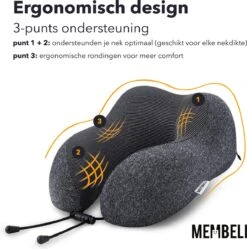 Membeli Reiskussen Nekkussen Set - Memoryfoam - Met Gratis Slaapmasker, Oordoppen En Reistas - Grijs -Voyago Winkel 1188x1200 14