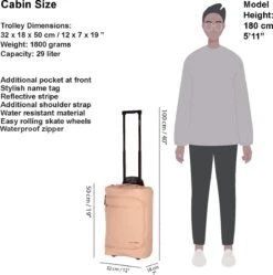 New Rebels® Harper Reistas / Weekendtas Geschikt Voor Handbagage - Waterafstotend Polyutheraan - Trolley Met Wielen En Reflectiedetails - Oud Roze - 29L -Voyago Winkel 1189x1200