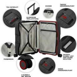 CarryOn Protector Luxe Reiskoffer - Trolley 66cm Met TSA-klikslot En OKOBAN - Ultrasterk - Zwart -Voyago Winkel 1189x1200 8