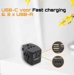 MUNDAY Wereldstekker Universeel - Met Opberghoesje - Incl. Type A & Type G - USB C - Reisstekker -Voyago Winkel 1190x1200 13