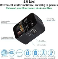 B.K Label Universele Internationale Reisstekker - 2 Usb Poorten -Voyago Winkel 1190x1200 8