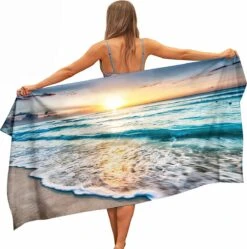 Ulticool - Zee Golven Strand Natuur - Handdoek Microvezel - Sneldrogend Badlaken – 160 X 80 Cm - Voor Reizen Fitness Gym Sport Spa Yoga - Reishanddoek - Microfiber Decoratie Doek - Voor Man Of Vrouw - Lichtgewicht Kleed Reis Strandlaken