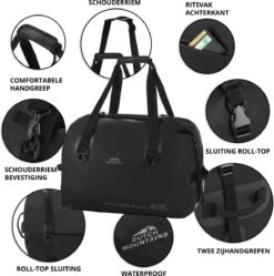 Dutch Mountains Reistas 40ltr – Waterdichte Duffelbag – Sporttas – Travelbag - Roll-top Sluiting – Zwart -Voyago Winkel 1192x1200 17