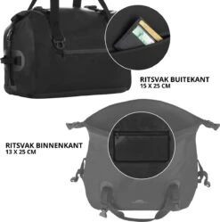 Dutch Mountains Reistas 40ltr – Waterdichte Duffelbag – Sporttas – Travelbag - Roll-top Sluiting – Zwart -Voyago Winkel 1192x1200 18