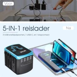 Bolke Reisstekker - Universele Wereldstekker - USB Poorten - UK / AU / EU / US - 5 In 1 -Voyago Winkel 1193x1200 22