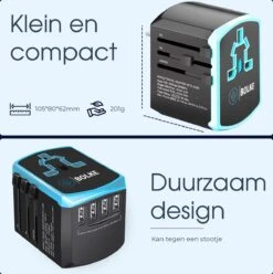 Bolke Reisstekker - Universele Wereldstekker - USB Poorten - UK / AU / EU / US - 5 In 1 -Voyago Winkel 1194x1200 13