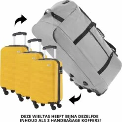 TravelZ Opvouwbare Wieltas | Reistas Op Wielen | 100 Liter | Verbeterd 2022 Model | Grijs -Voyago Winkel 1194x1200 6
