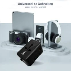 Dutch Quality® - Universele Wereldstekker - USB-C & USB-A Poort - 170+ Landen - Internationale Reisstekker - Zwart -Voyago Winkel 1196x1200 11