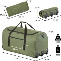 TravelZ Opvouwbare Wieltas | Reistas Op Wielen | 100 Liter | Verbeterd 2022 Model | Groen -Voyago Winkel 1196x1200 8