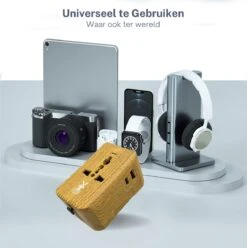 Dutch Quality® - Universele Wereldstekker - USB-C & USB-A Poort - 170+ Landen - Internationale Reisstekker - Hout Look -Voyago Winkel 1197x1200 18