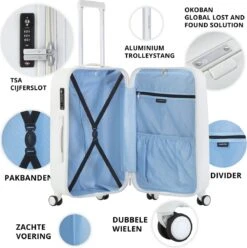 CarryOn Skyhopper Reiskoffer - 68.5cm TSA Trolley Met OKOBAN - Wit -Voyago Winkel 1197x1200 2