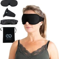 Infinity Goods Slaapmasker - Inclusief Luxe Opberghoes - 3D Ademend Traagschuim - 100% Verduisterend - Vrouwen En Mannen - Ergonomisch - Oogmasker - Zwart -Voyago Winkel 1197x1200 21