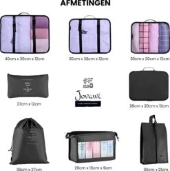 Jovawi - Bagage Organiser - Packing Cubes - Set Van 8 - Zwart -Voyago Winkel 1197x1200 27