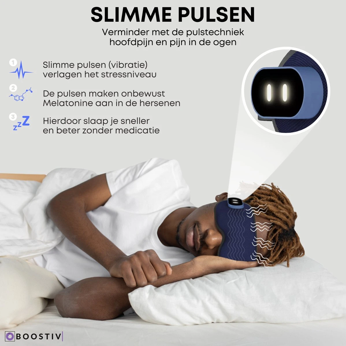 Boostiv Pulse Slaapmasker - Slaapmasker Vrouwen - Pulse & Verwarmend - Oogmasker Slaap - Traagschuim Slaapmasker 4 Boostiv Pulse Slaapmasker - Slaapmasker Vrouwen - Pulse & Verwarmend - Oogmasker Slaap - Traagschuim Slaapmasker - Afbeelding 2