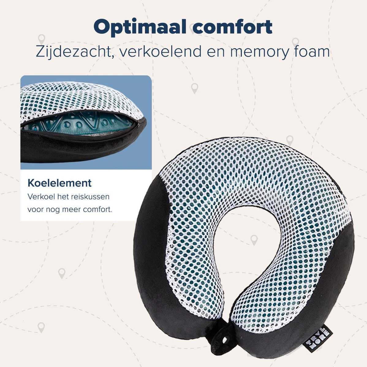 TRVLMORE Nekkussen - Reiskussen Voor Vliegtuig En Auto - U Vorm - Memory Foam - Zwart 10 TRVLMORE Nekkussen - Reiskussen Voor Vliegtuig En Auto - U Vorm - Memory Foam - Zwart - Afbeelding 8