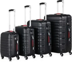 Monzana Kofferset - 4 Stuks S M L XL Met Wielen Cijferslot - Zwart -Voyago Winkel 1200x1032