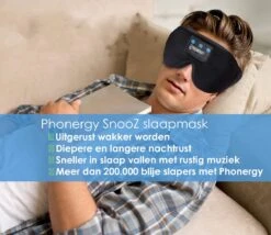 Phonergy SnooZ- Slaapmasker- Slaapmasker Bluetooth- Oogmasker - Biologisch- 3D Ergonomisch- Eco Traagschuim- 100% Verduisterend- Handgemaakt- Zwart -Voyago Winkel 1200x1038 6