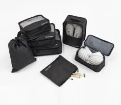Merkloos Luxe Packing Cubes Set - Uitgebreide 7 Delige Set - Kleding Organizer Voor Koffer En Backpack - Bagage Organizers Voor Kleding - Ondergoed - Schoenen - Elektronica - Waszak - Zwart -Voyago Winkel 1200x1041 11