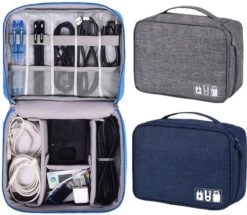 Travelorganizer Electronica Blauw - Reis Organiser Oplader - Opberger Vakantie / Travel - Reistas Kabeltjes