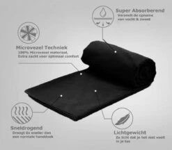 TravelGuru Microvezel Reishanddoek Set Van 3 - 1x Large (85 * 150cm), 2x Small (40 * 80 Cm) - Sneldrogende, Lichtgewicht Handdoek Ideaal Voor Sporten, Reizen, Outdoor & Strand - Microfiber Travel Towel - Zwart -Voyago Winkel 1200x1049 3