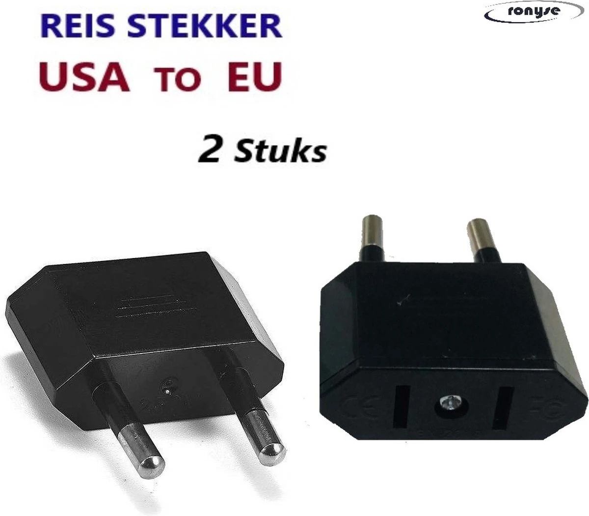 Reisstekker Van VS/USA Naar EU Reisstekker - 2 Stuks - Reis Adapter - Zwart -Travel Adapter - America Stekker - Verloop Adapter- Wereldstekker 3 Reisstekker Van VS/USA Naar EU Reisstekker - 2 Stuks - Reis Adapter - Zwart -Travel Adapter - America Stekker - Verloop Adapter- Wereldstekker