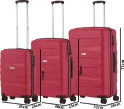 CarryOn Porter ® Kofferset - TSA Trolleyset 3-delig Met OKOBAN - Dubbele Wielen - Rood -Voyago Winkel 1200x1052 3