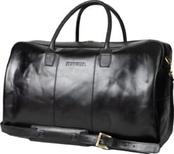 NEGOTIA Delta - Leren Weekendtas - Leren Reistas - Duffel Bag - 100% Luxe Top-Grain Leer - Zwart -Voyago Winkel 1200x1058