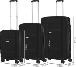 CarryOn Porter ® Kofferset - TSA Trolleyset 3-delig Met OKOBAN - Dubbele Wielen - Zwart -Voyago Winkel 1200x1062 1