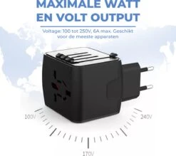 Universele Wereldstekker Met USB-C En 3 USB Poorten - Internationale Reisstekker Voor 170+ Landen - Reisstekker Amerika - Reisstekker Engeland - Reisstekker Australië - Wereldwijd - Inclusief Gratis Flossy Oplaadkabel - Zwart -Voyago Winkel 1200x1066 6