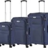 TravelZ Softspinner TSA Kofferset - 3-delige Zachte Trolleyset - Dubbele Wielen En Voorvakken Blauw