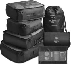 Travelistic Packing Cubes Set 7-delig - Organizer Voor Koffer En Backpack - Zwart