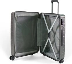 ©TROLLEYZ - Amsterdam No.9 - Reiskoffer 69cm Met TSA Slot - Dubbele Wielen - 360° Spinners - 100% ABS - Reiskoffer In Cloudy Grey -Voyago Winkel 1200x1071