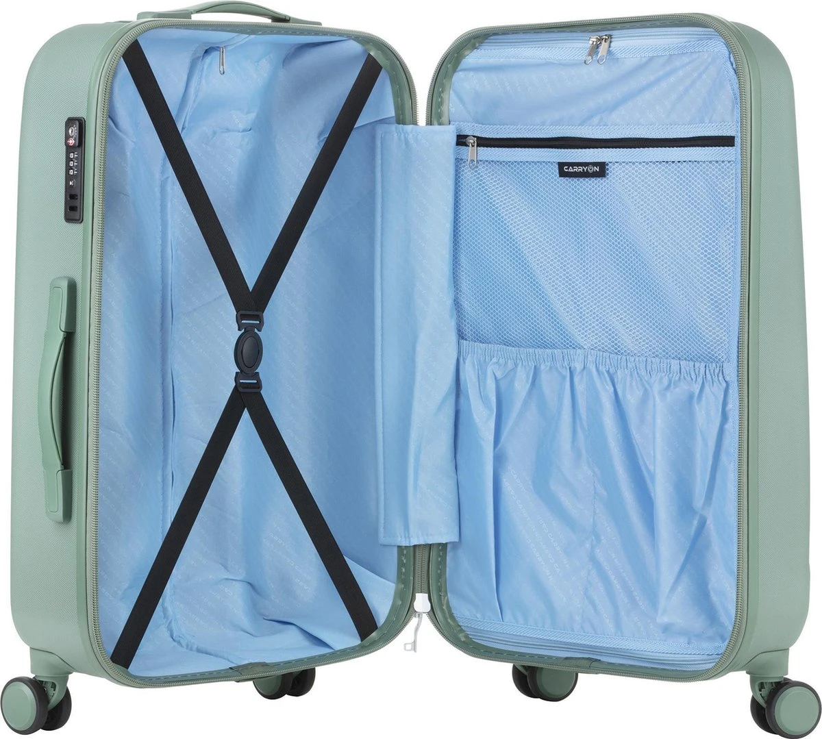 CarryOn Skyhopper Handbagage En Beautycase - 55cm TSA Trolley En Make-up Koffer - Olijf 4 CarryOn Skyhopper Handbagage En Beautycase - 55cm TSA Trolley En Make-up Koffer - Olijf - Afbeelding 2
