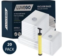 Luvego Vacuümzakken Voor Kleding En Dekbedden - 20 Vacuüm Opbergzakken Inclusief Handpomp