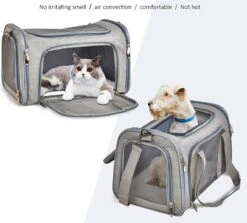 Merkloos - Reistas - Carrier - Transporttas - Huisdiertas Schoudertas - Huisdier Kat Vervoer - Kattentas Hondendraagtas Transport Meenemen Vakantie - Hondendrager - Kat - Hond - Grijs -Voyago Winkel 1200x1085 3