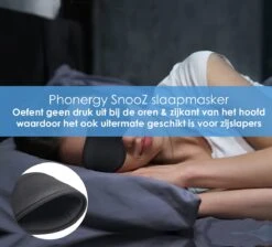 Phonergy SnooZ- Slaapmasker- Slaapmasker Bluetooth- Oogmasker - Biologisch- 3D Ergonomisch- Eco Traagschuim- 100% Verduisterend- Handgemaakt- Zwart -Voyago Winkel 1200x1086 8