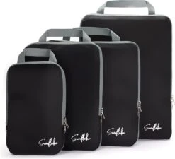 Sunflake Compression Packing Cubes - Set Van 4 - Zwart