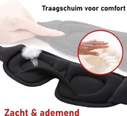 VITAMO™ Ergonomisch 3D Slaapmasker - 100% Verduisterend Oogmasker - Verstelbaar - Unisex - Traagschuim - Blinddoek - Cadeau Tip - Zwart -Voyago Winkel 1200x1098 13