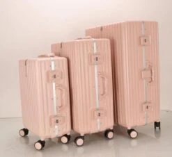TOP AA Reis Kofferset - Trolleyset 3-delig Met TSA Slot Aluminum Frame, Kleine Cabine En Groot, ABS Luggage, (20+24+28 Inches 3 Pc Set), Roze/pink -Voyago Winkel 1200x1099 3