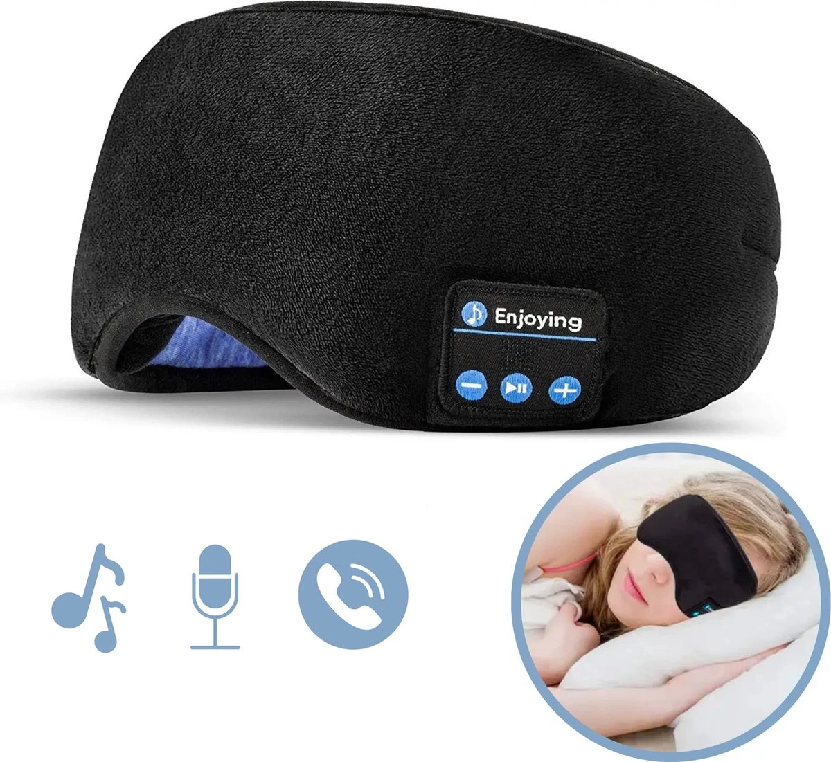 DreamDoc® - Slaapmasker - Bluetooth - Oogmasker - 100% Verduisterend - Slaaphulp - White Noise - Koptelefoon 3 DreamDoc® - Slaapmasker - Bluetooth - Oogmasker - 100% Verduisterend - Slaaphulp - White Noise - Koptelefoon