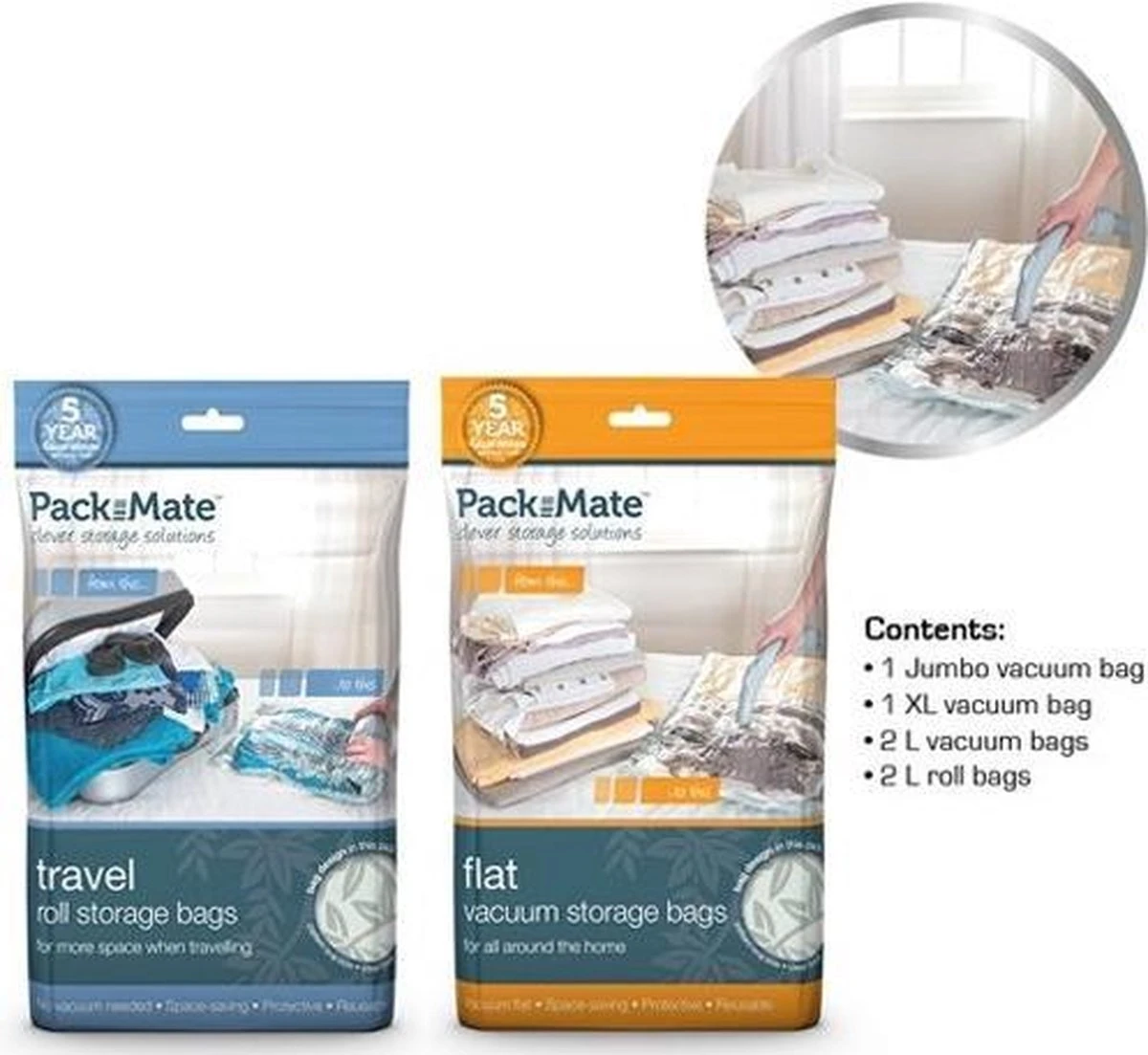 Packmate - Vacuümzakken (6-delig) - Vacuüm Opbergzakken - Ruimte Besparen 7 Packmate - Vacuümzakken (6-delig) - Vacuüm Opbergzakken - Ruimte Besparen - Afbeelding 5