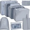 Naro Packing Cubes - 8 Delig - Koffer Organizer - Backpack Organizer - Baggage Organizers - Cubes Compression - Compression Cube - Reistassen - Grijs -Voyago Winkel 1200x1108 10
